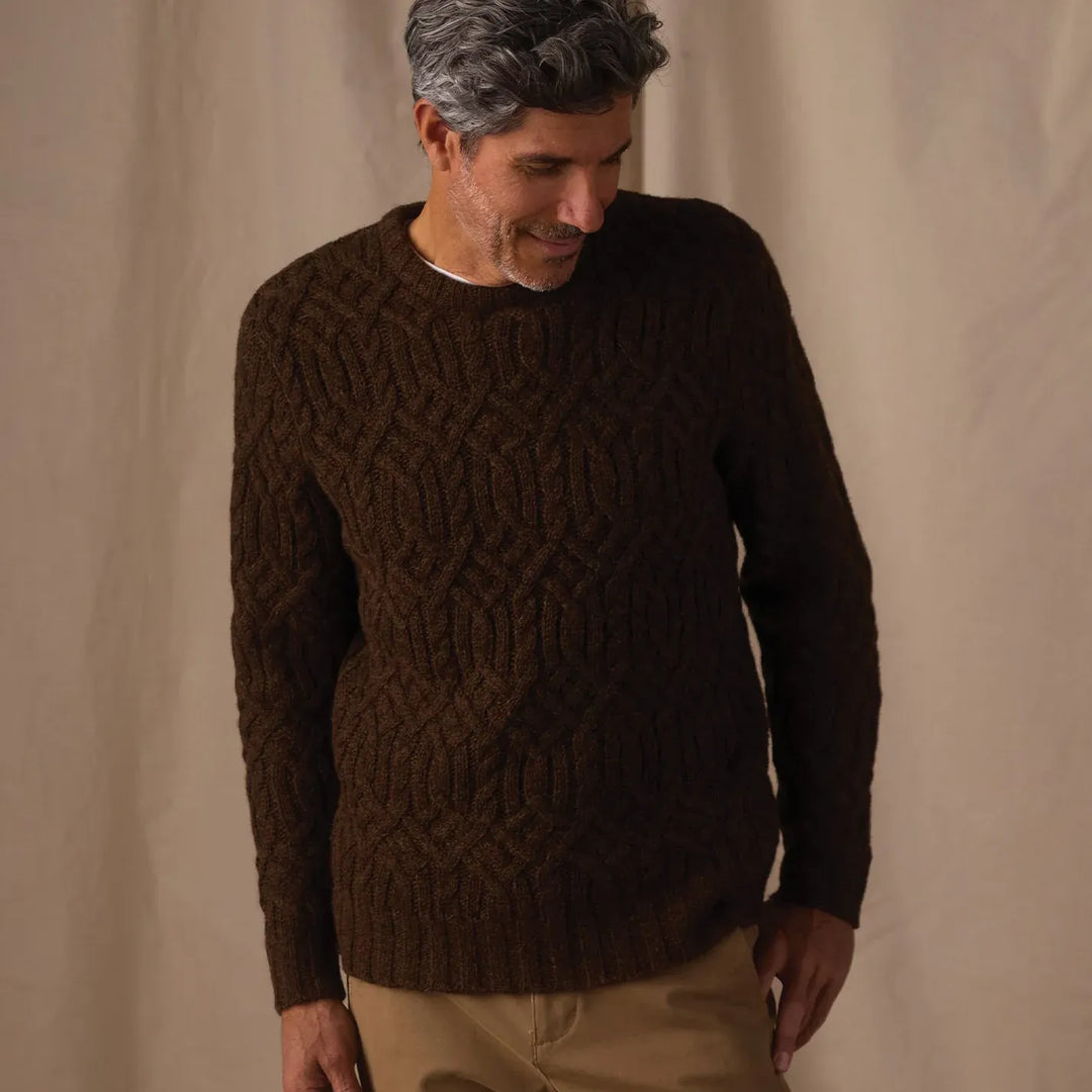 Trellis Cable Pullover | Dark Brown