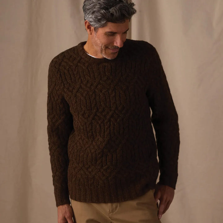 Trellis Cable Pullover | Dark Brown