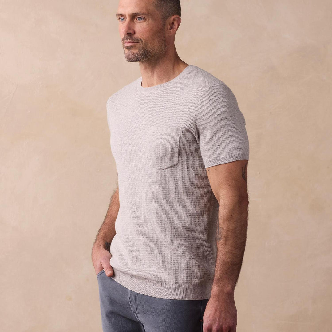 Waffle Knit Sweater Tee | Stone
