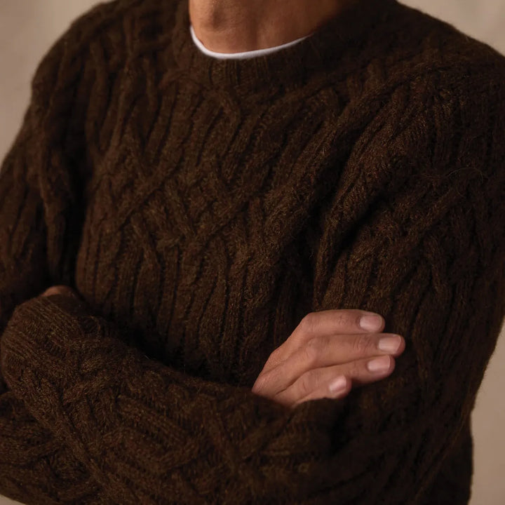 Trellis Cable Pullover | Dark Brown