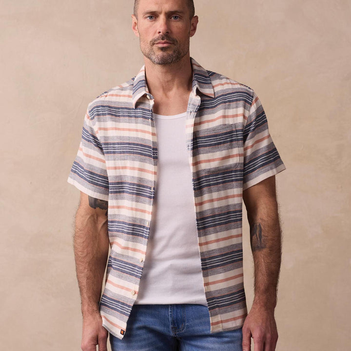 Freshwater Short Sleeve Shirt | Adobe Rose Stripe