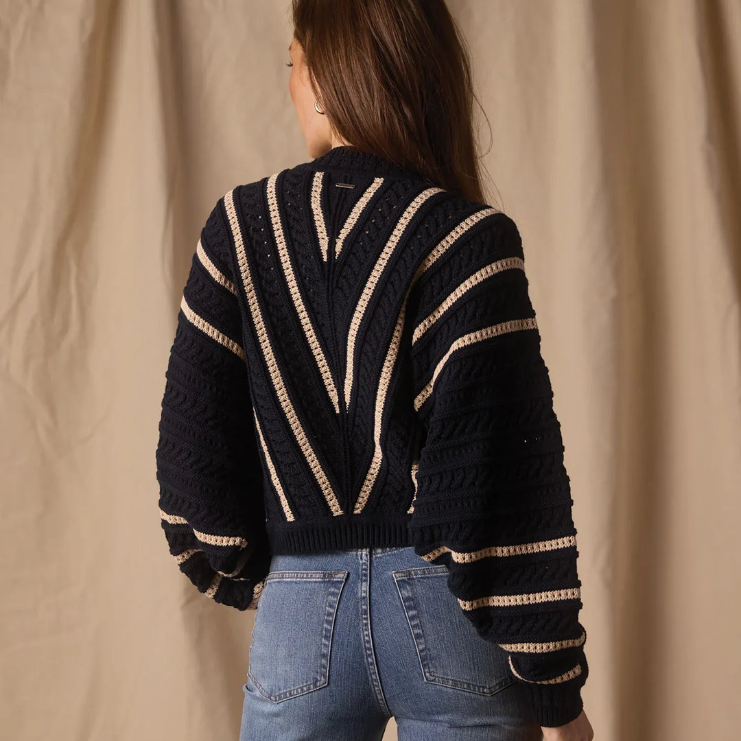 Apres Chevron Sweater | Navy Birch Stripe