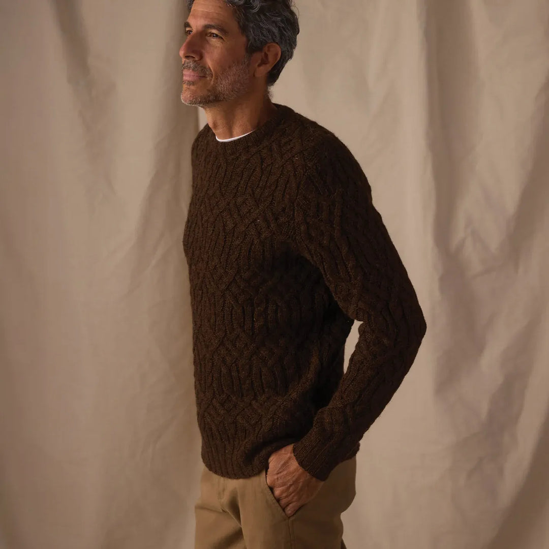 Trellis Cable Pullover | Dark Brown