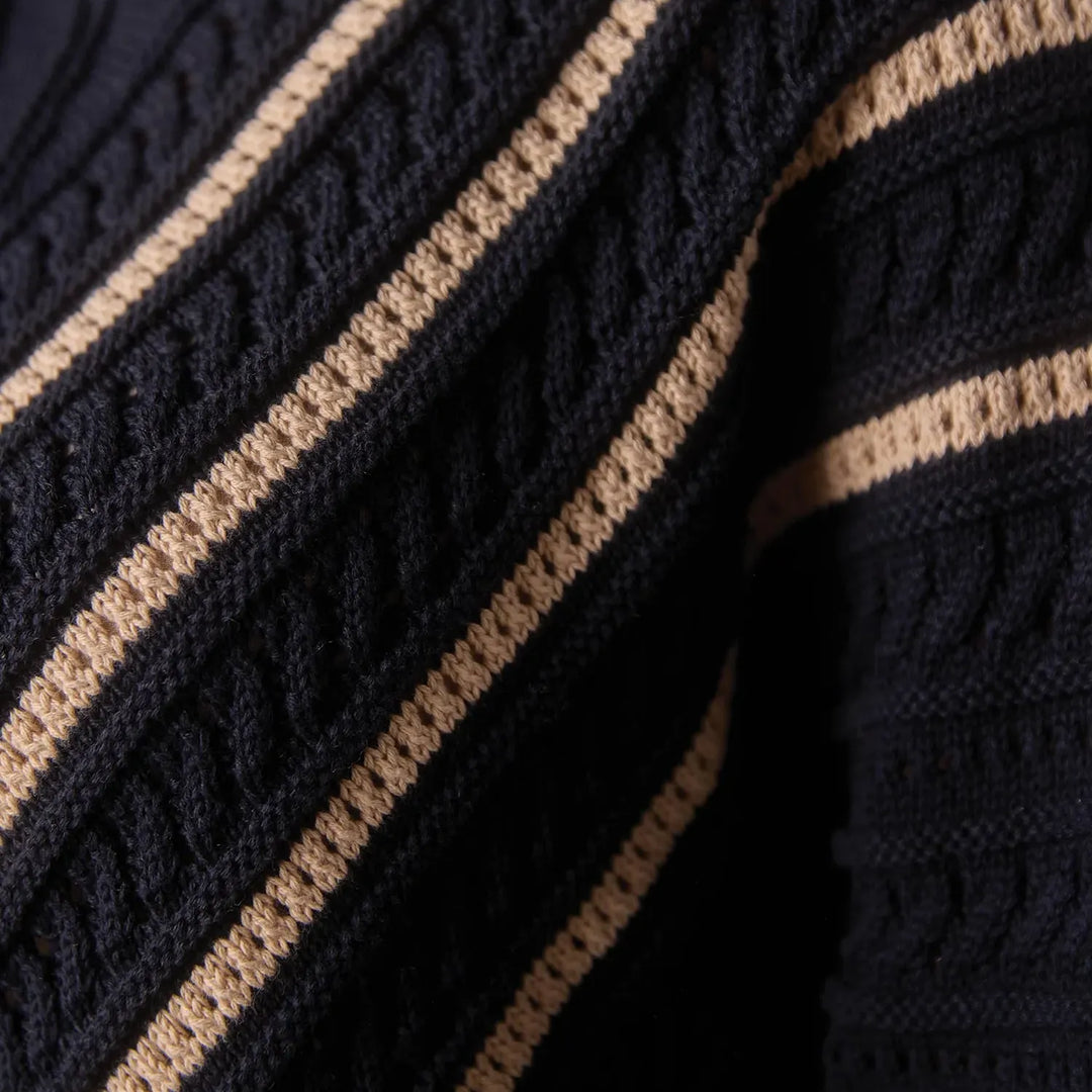 Apres Chevron Sweater | Navy Birch Stripe