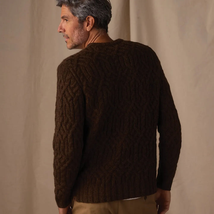 Trellis Cable Pullover | Dark Brown