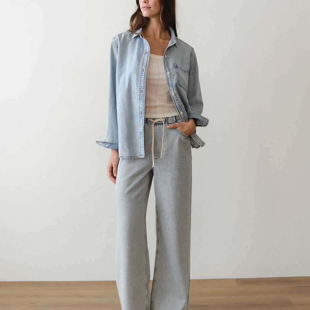Ella Wide Leg Pant | Light Wash