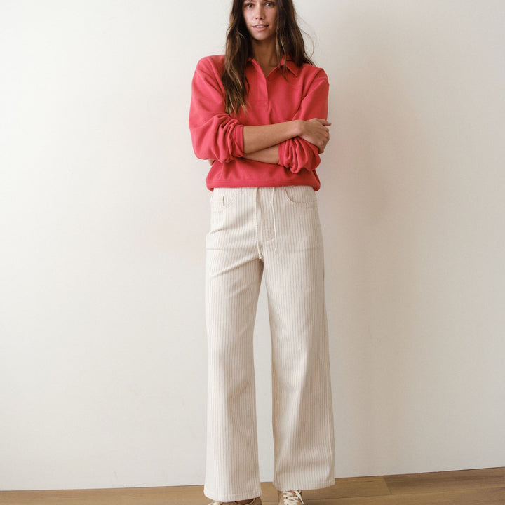 Ella Wide Leg Pant | Ticking Stripe