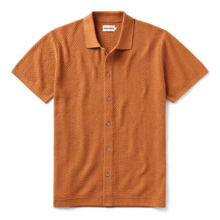 The Button Down Polo | Desert Herringbone