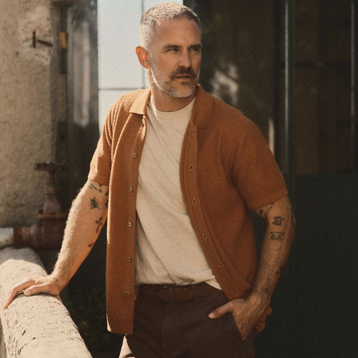 The Button Down Polo | Desert Herringbone