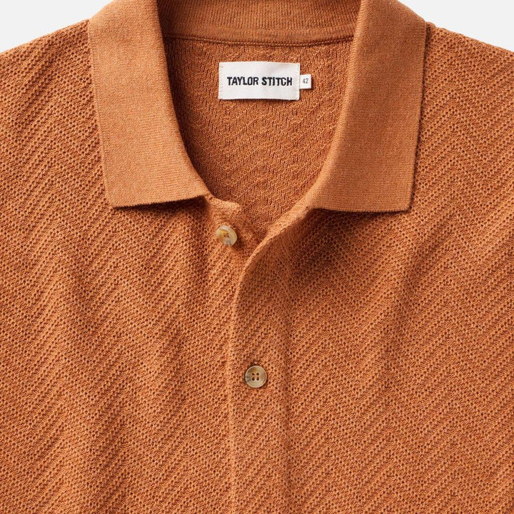 The Button Down Polo | Desert Herringbone