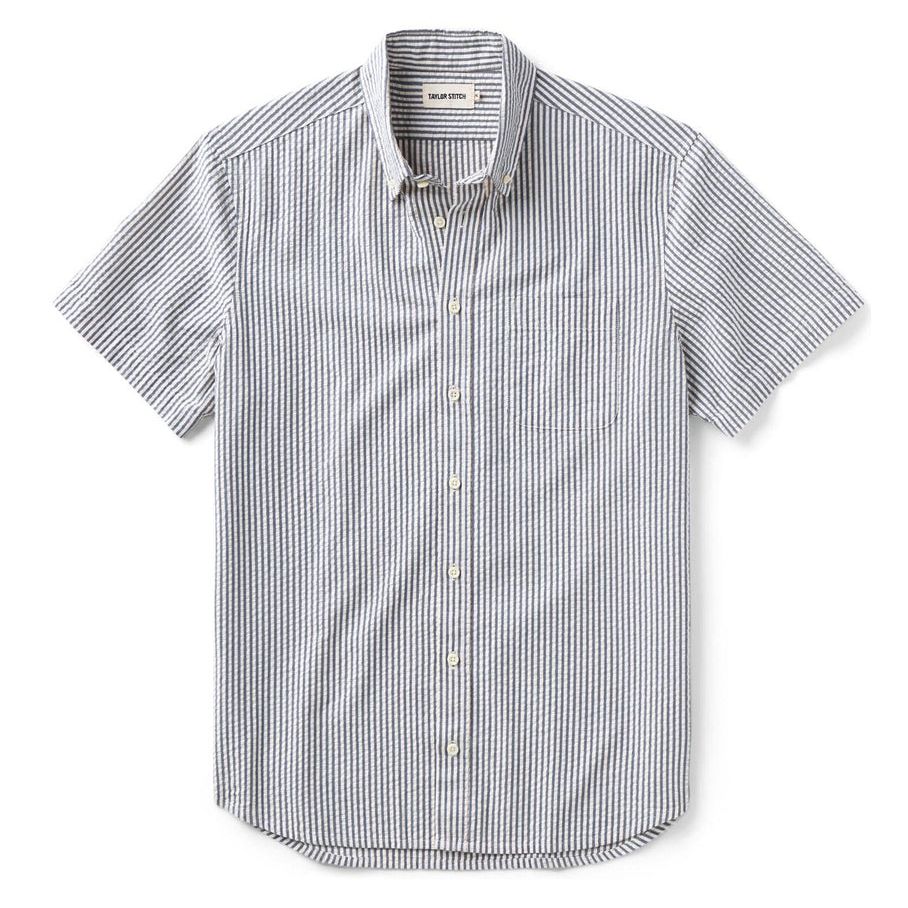 The Short Sleeve Jack | Steel Blue Stripe Seersucker