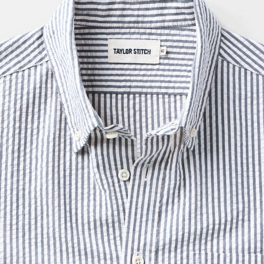 The Short Sleeve Jack | Steel Blue Stripe Seersucker