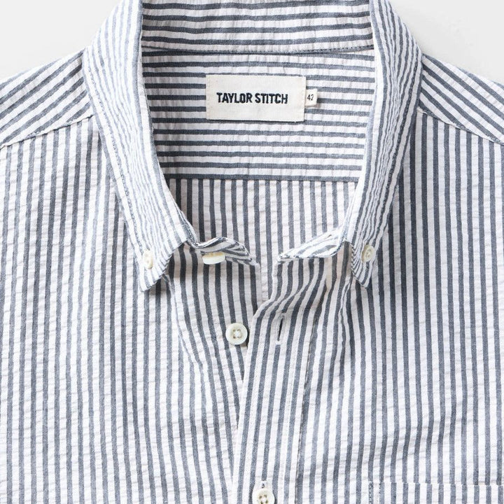 The Short Sleeve Jack | Steel Blue Stripe Seersucker