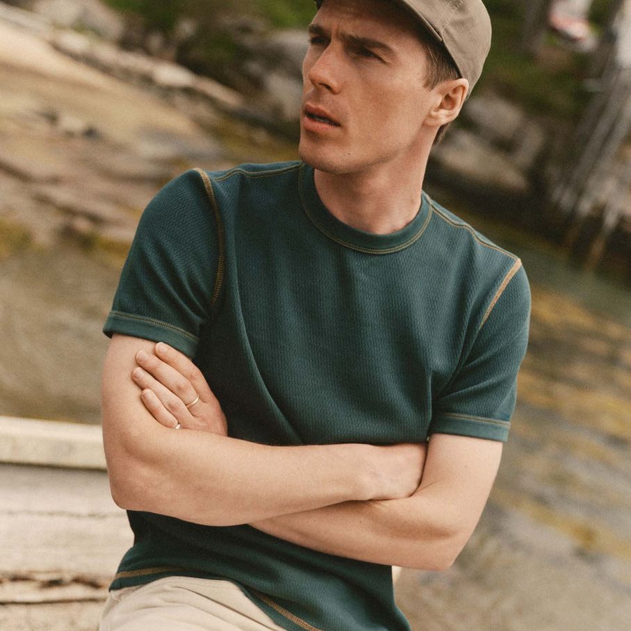 The Organic Cotton Short Sleeve Crew | Dark Forest Waffle