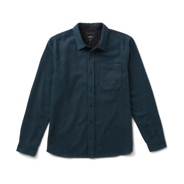 Crossroads Organic Cotton Flannel | Deep Navy Harringbone