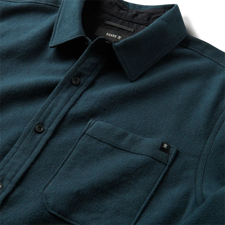 Crossroads Organic Cotton Flannel | Deep Navy Harringbone