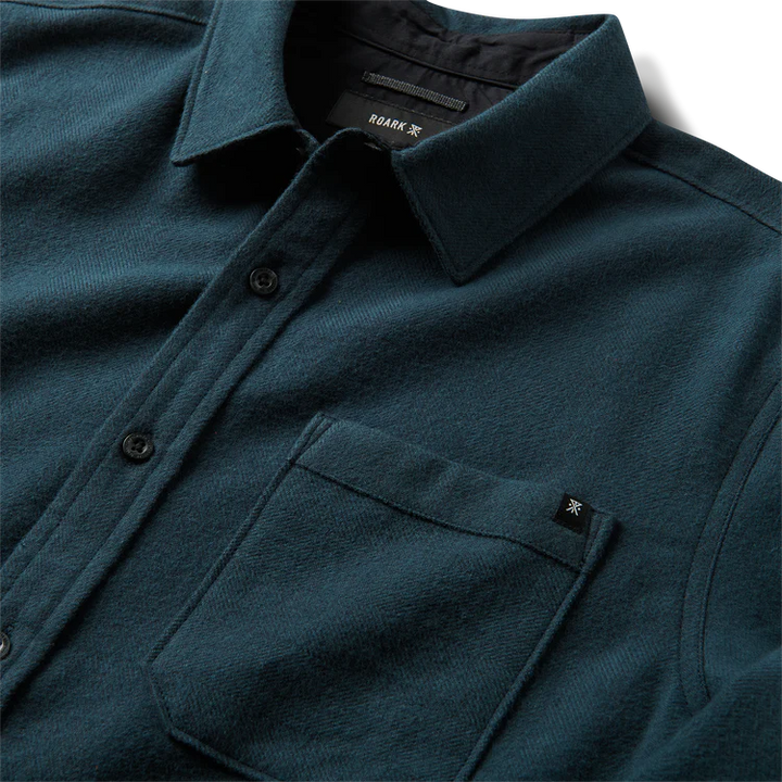 Crossroads Organic Cotton Flannel | Deep Navy Harringbone