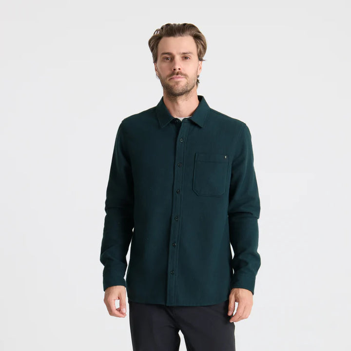 Crossroads Organic Cotton Flannel | Deep Navy Harringbone