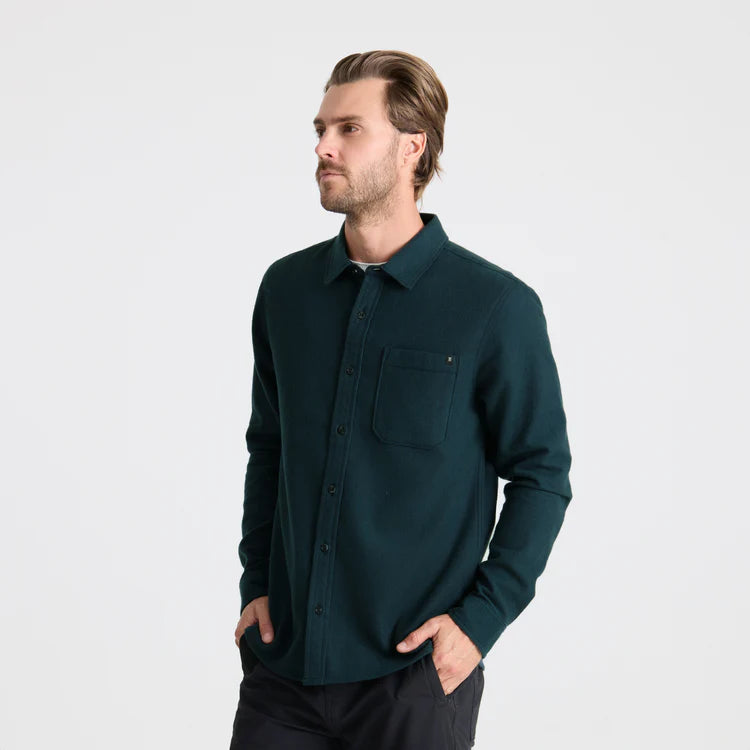 Crossroads Organic Cotton Flannel | Deep Navy Harringbone