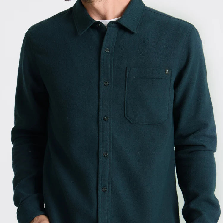 Crossroads Organic Cotton Flannel | Deep Navy Harringbone