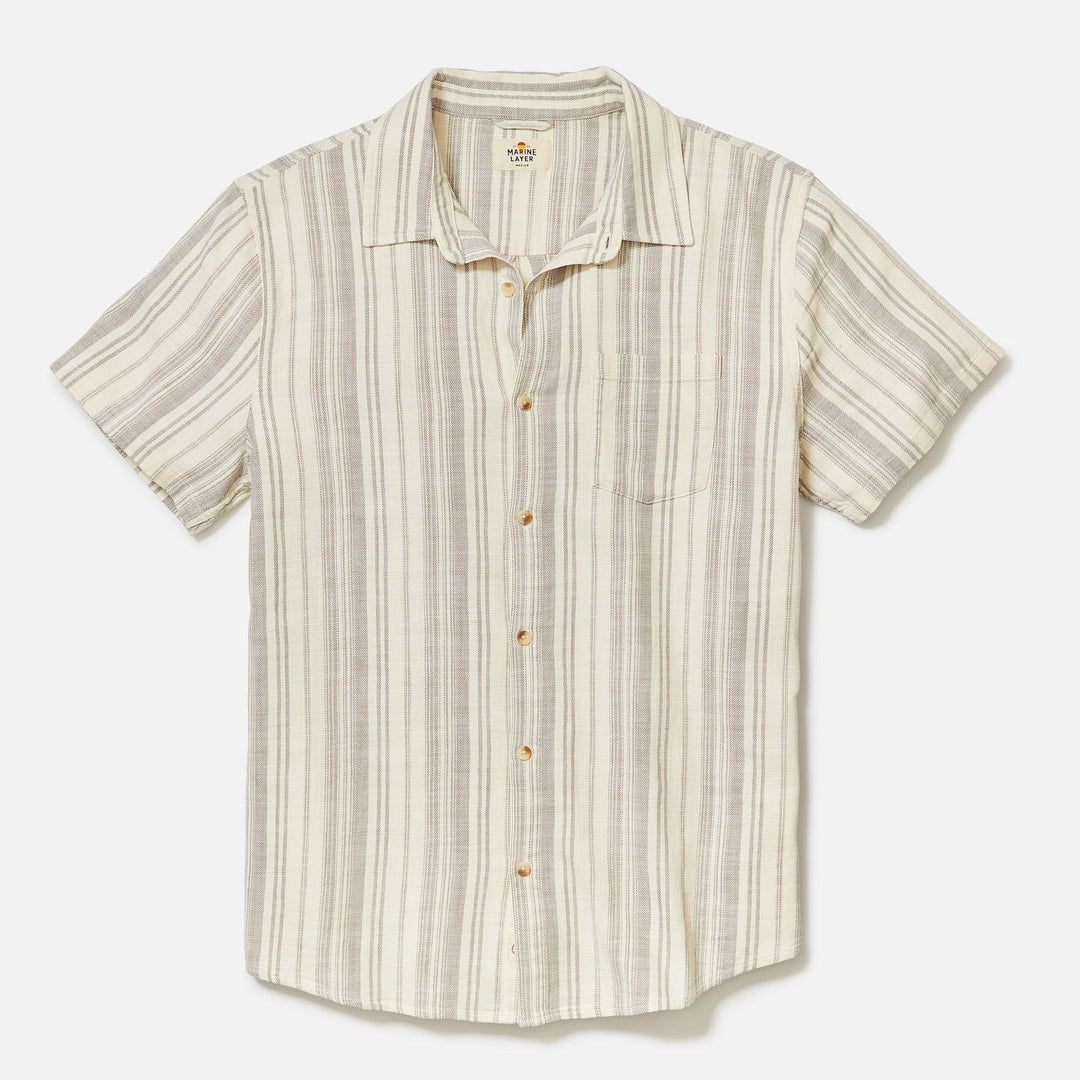 Stretch Selvage Shirt | Olive & Cream Stripe