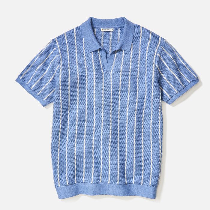 Conrad Sweater Polo | Azure Stripe – Fulton Found