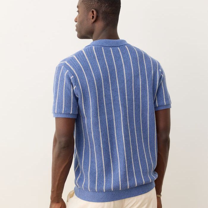 Conrad Sweater Polo | Azure Stripe