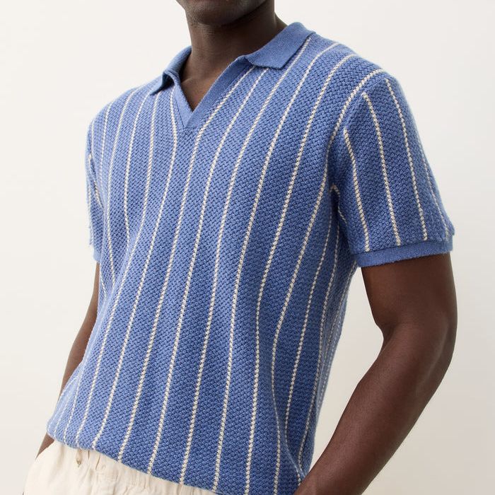 Conrad Sweater Polo | Azure Stripe