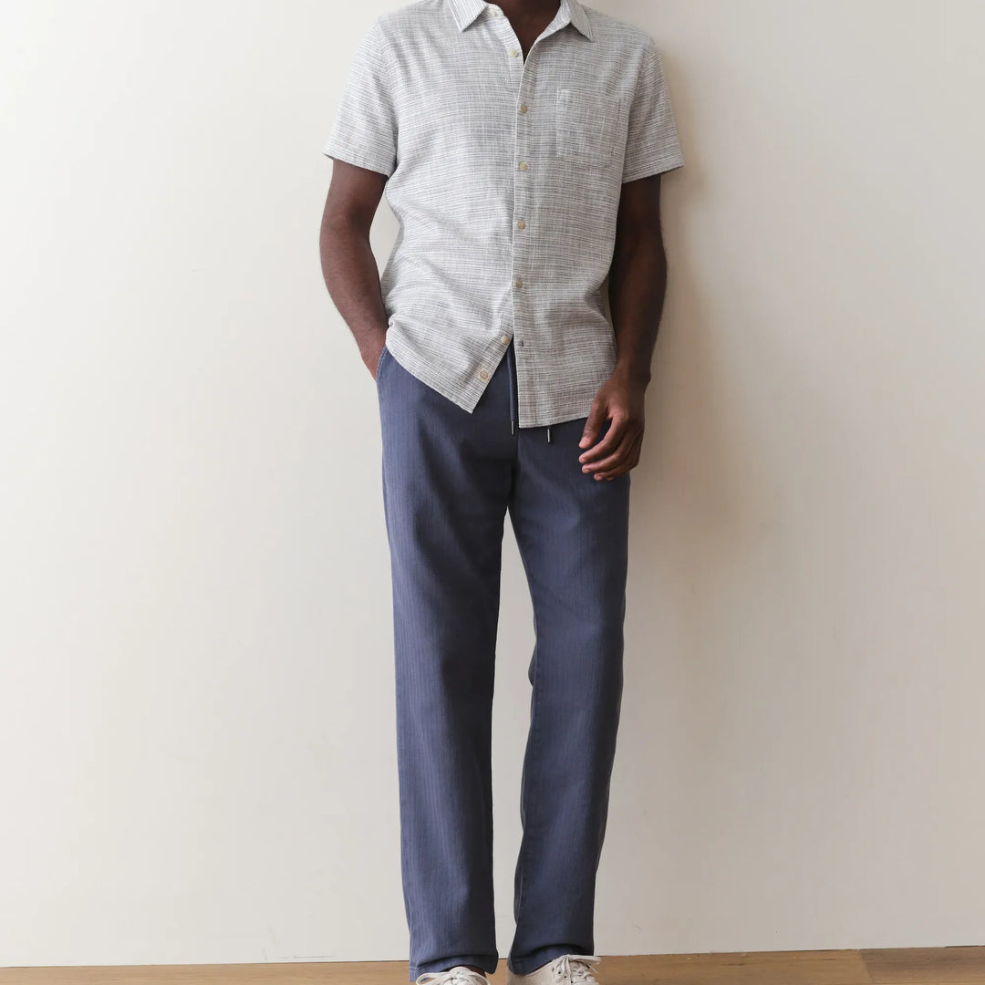 Stretch Selvage Short Sleeve | Blue Mini Stripe