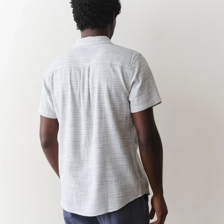 Stretch Selvage Short Sleeve | Blue Mini Stripe