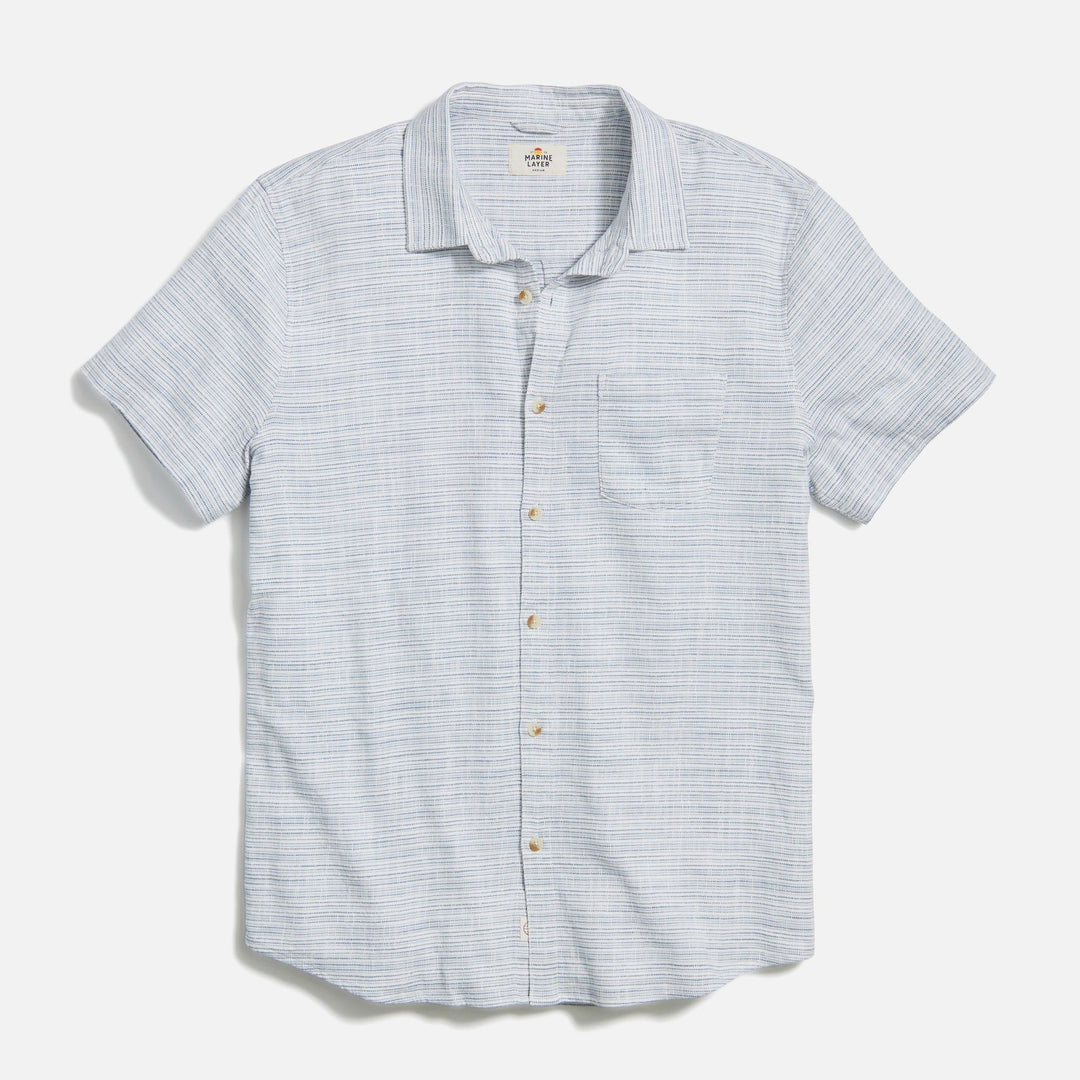 Stretch Selvage Short Sleeve | Blue Mini Stripe