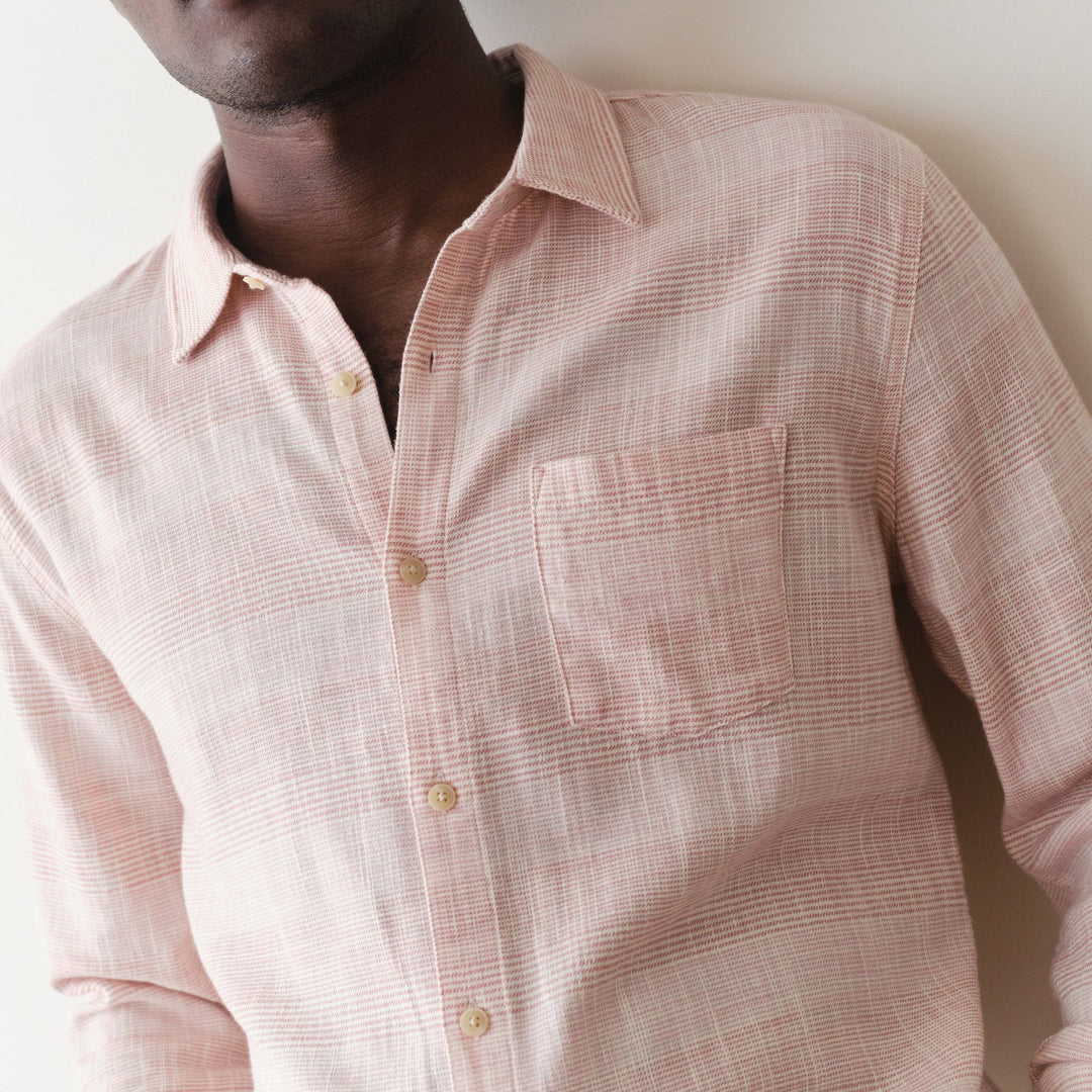 Stretch Selvage Long Sleeve Shirt | Warm Stripe