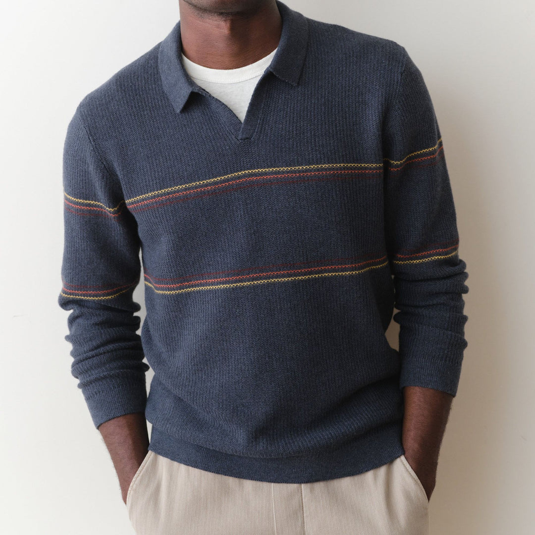Liam Sweater Polo | Navy Sunset Stripe