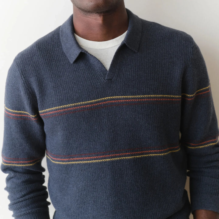 Liam Sweater Polo | Navy Sunset Stripe