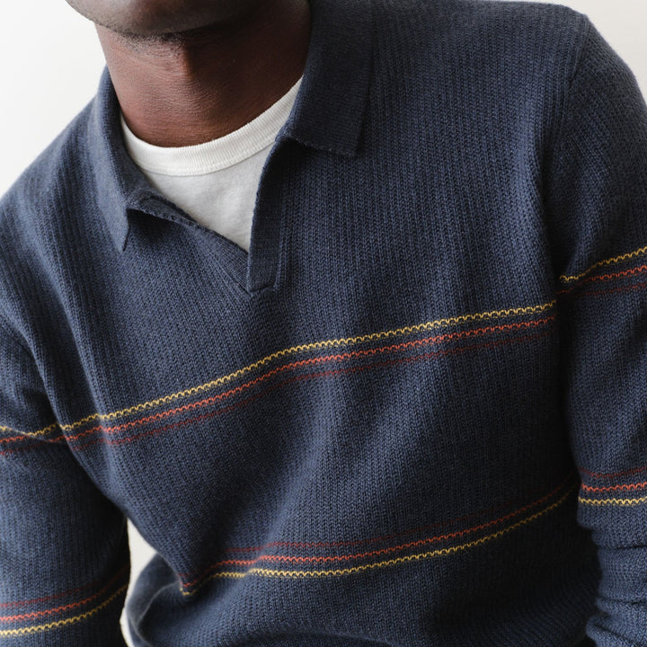 Liam Sweater Polo | Navy Sunset Stripe