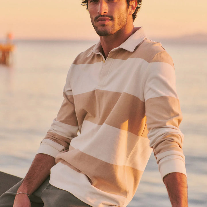 Sueded Rugby Polo | Sand/Whitecap