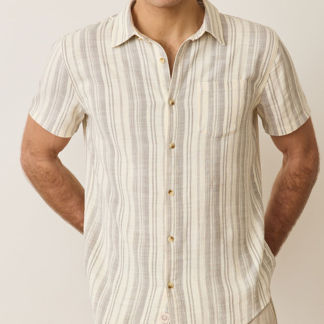 Stretch Selvage Shirt | Olive & Cream Stripe