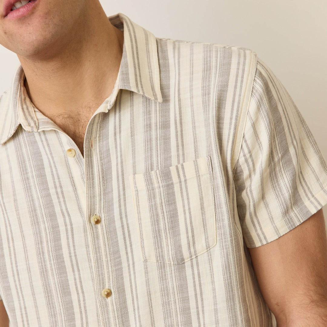 Stretch Selvage Shirt | Olive & Cream Stripe