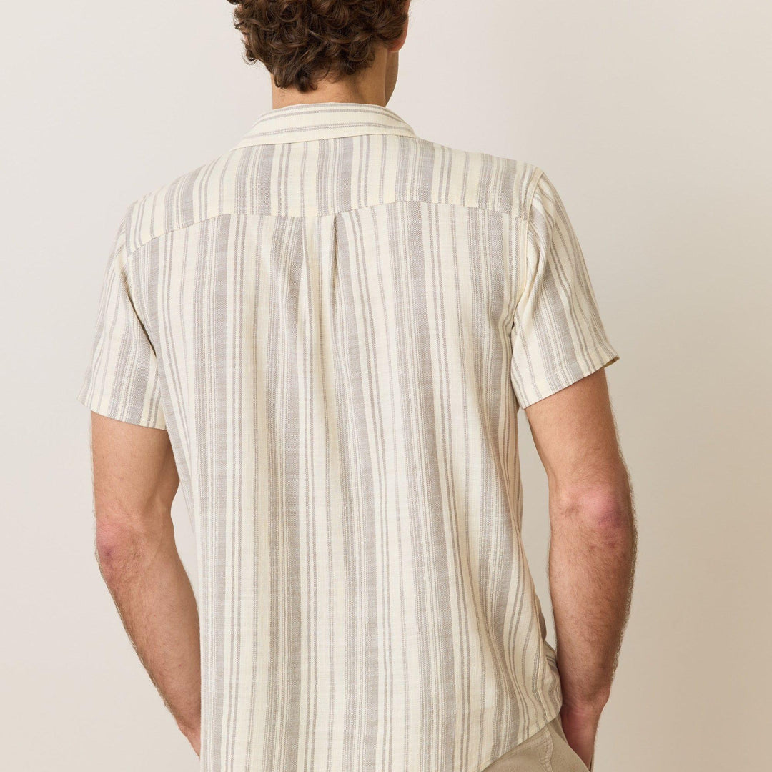 Stretch Selvage Shirt | Olive & Cream Stripe