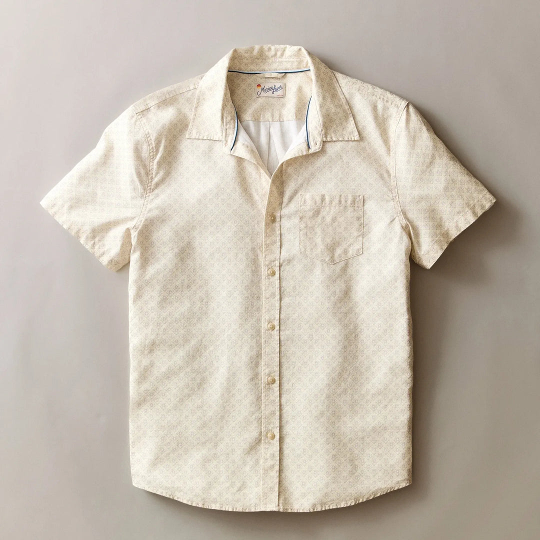 Better-Than-Linen Short Sleeve Shirt | Cream Diamond Print