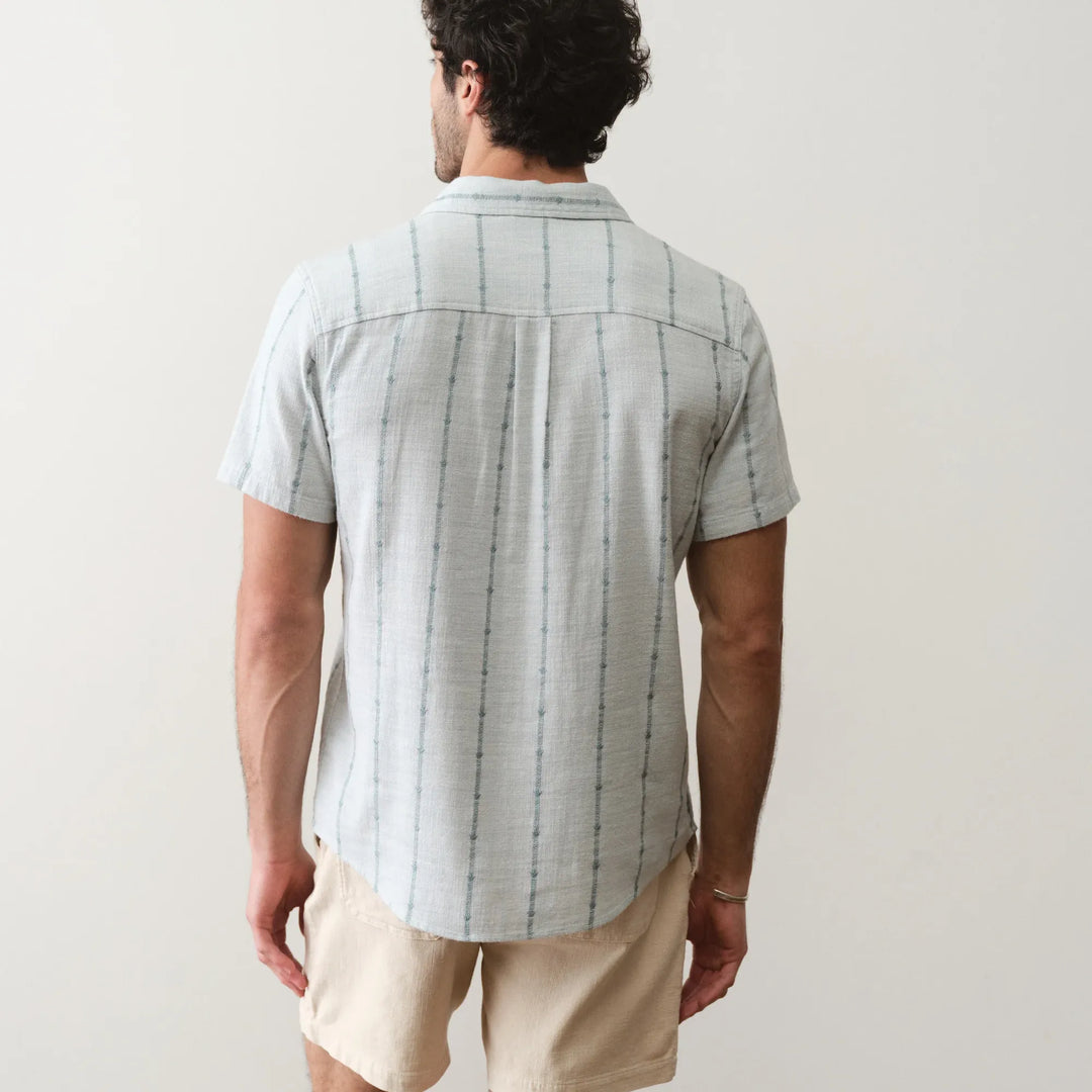 Stretch Selvage Short Sleeve | Blue Embroidery