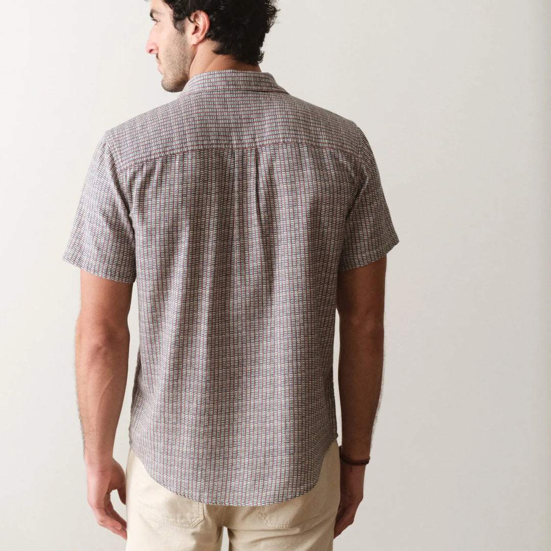 Stretch Selvage Short Sleeve | Green Matchstick Print