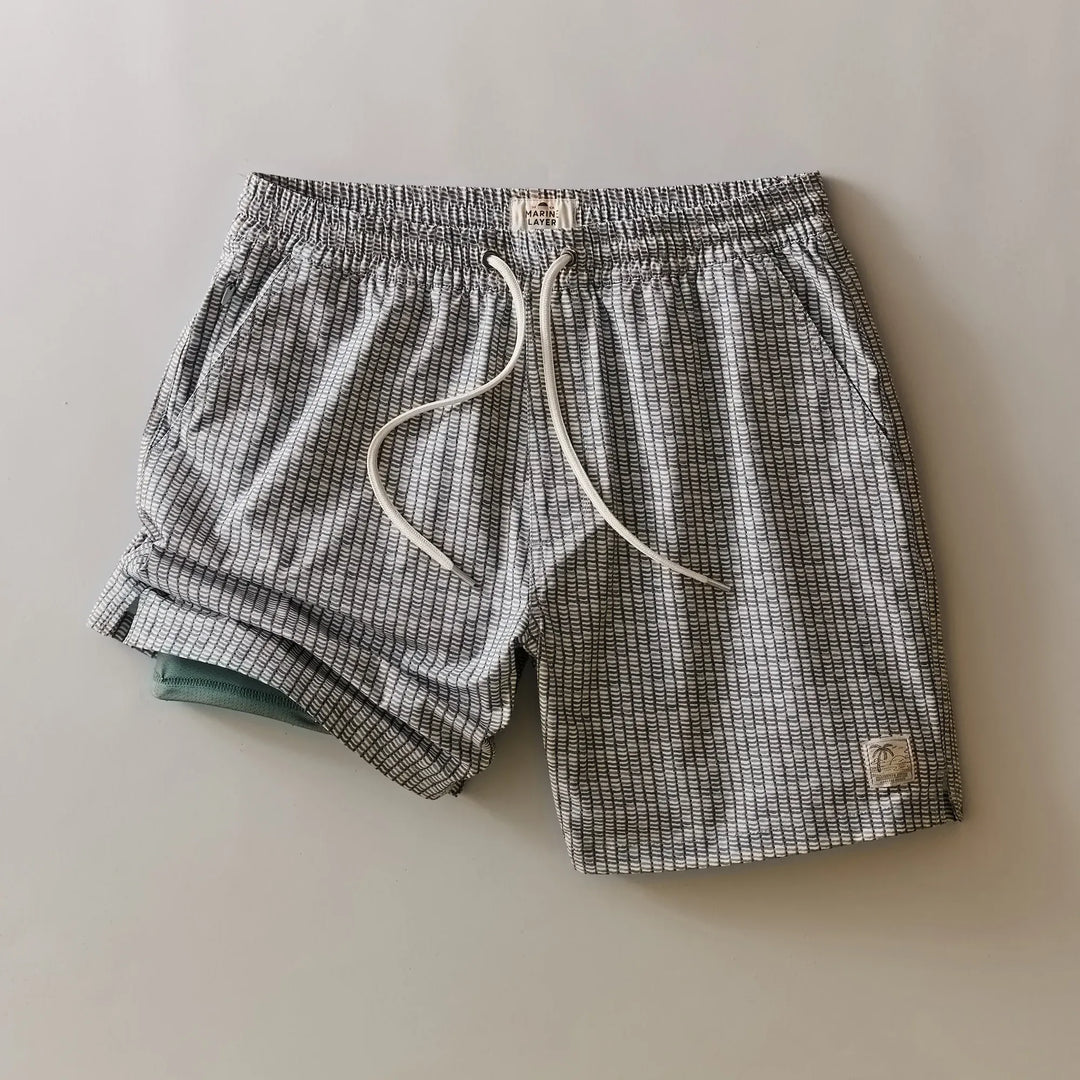 6" Lined Sport & Swim Short | Green Matchstick Print