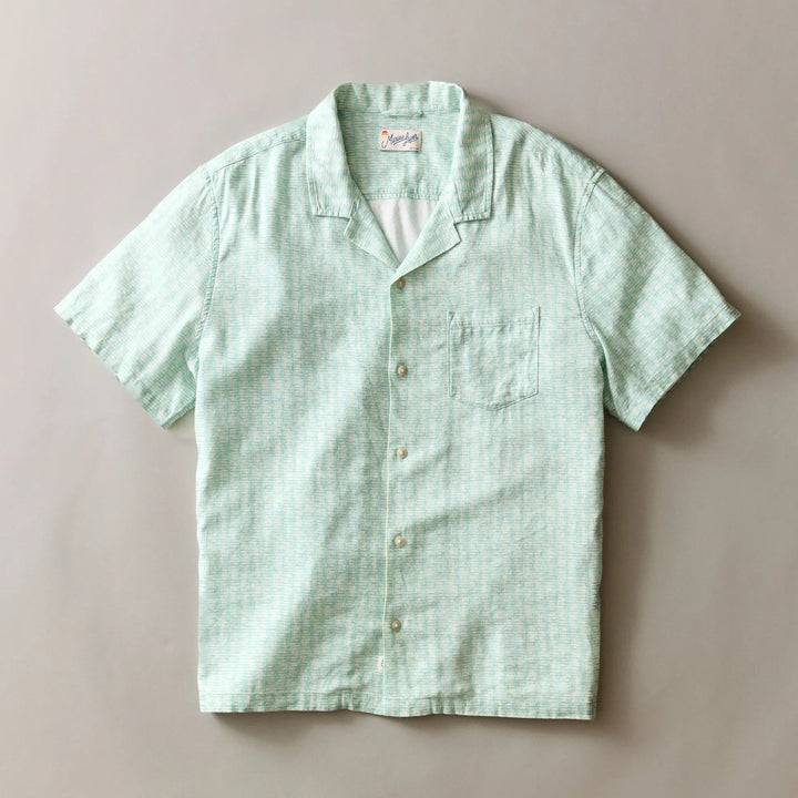 Pablo Tencel Linen Resort Shirt | Aqua Sardine Print