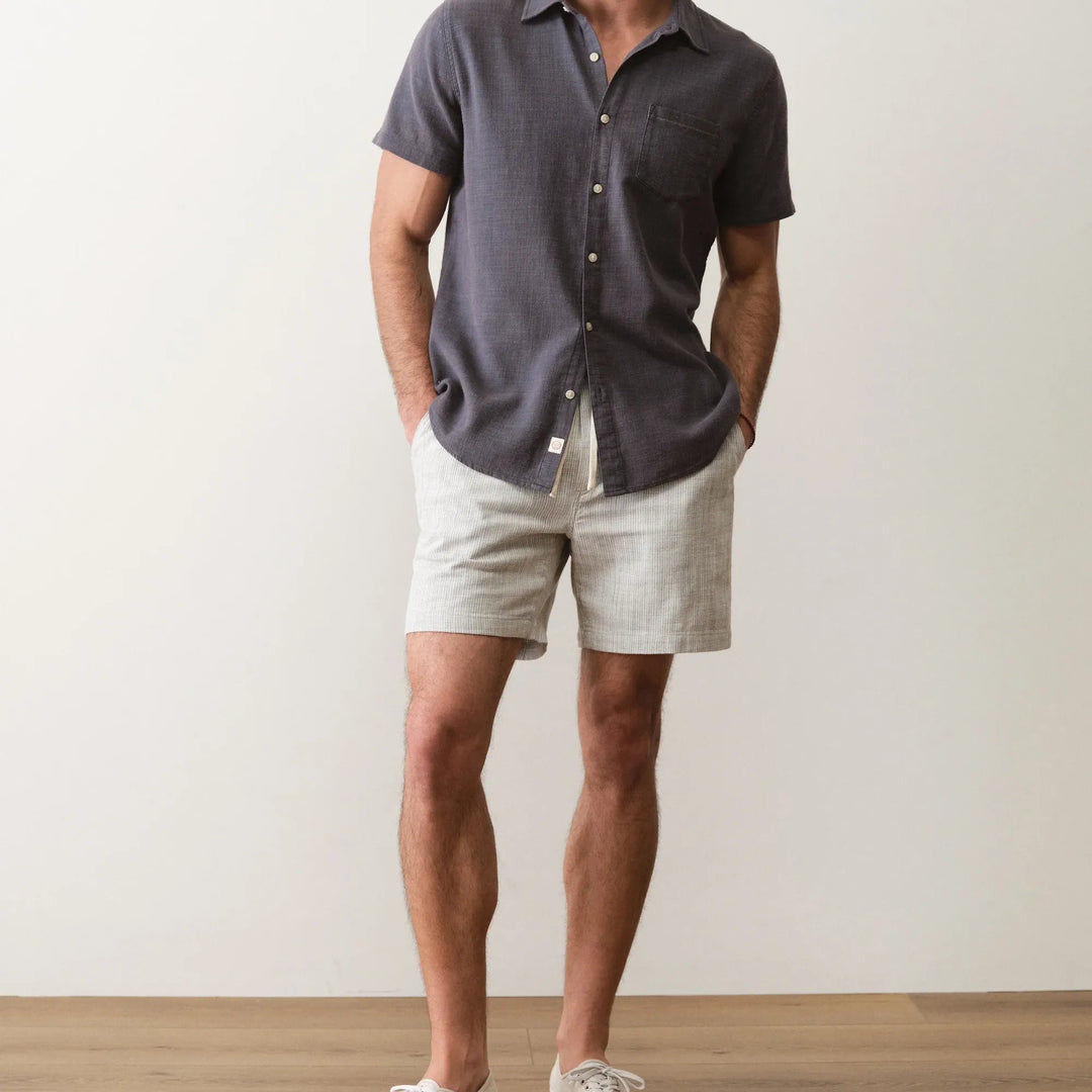 6" Saturday Beach Short | Green Stripe