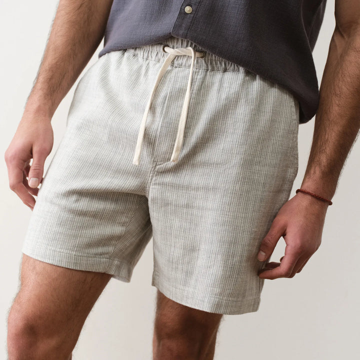 6" Saturday Beach Short | Green Stripe
