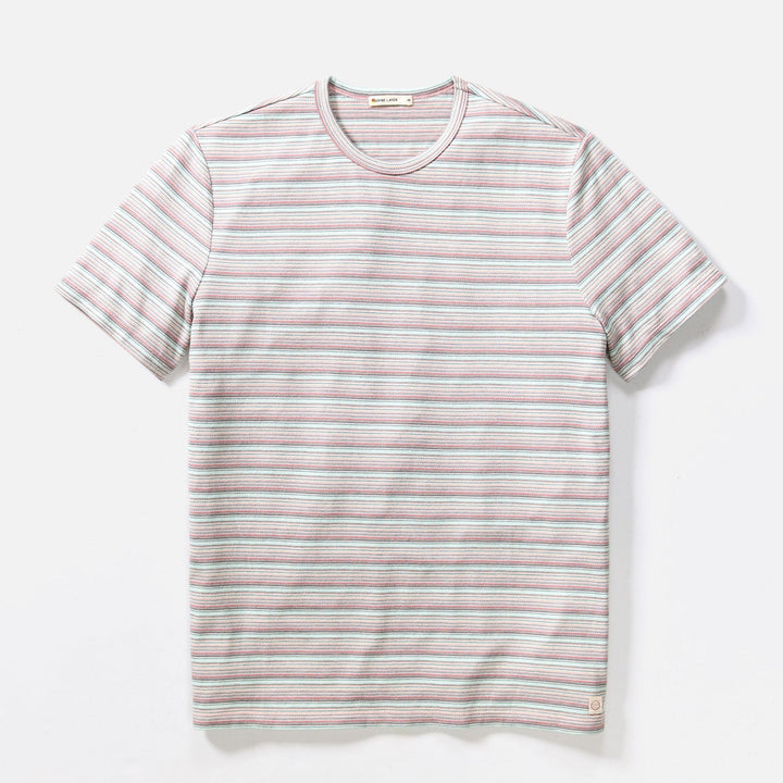 Signature Jacquard Crew Tee | Pink/Aqua Multi