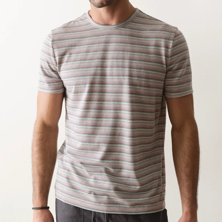 Signature Jacquard Crew Tee | Pink/Aqua Multi