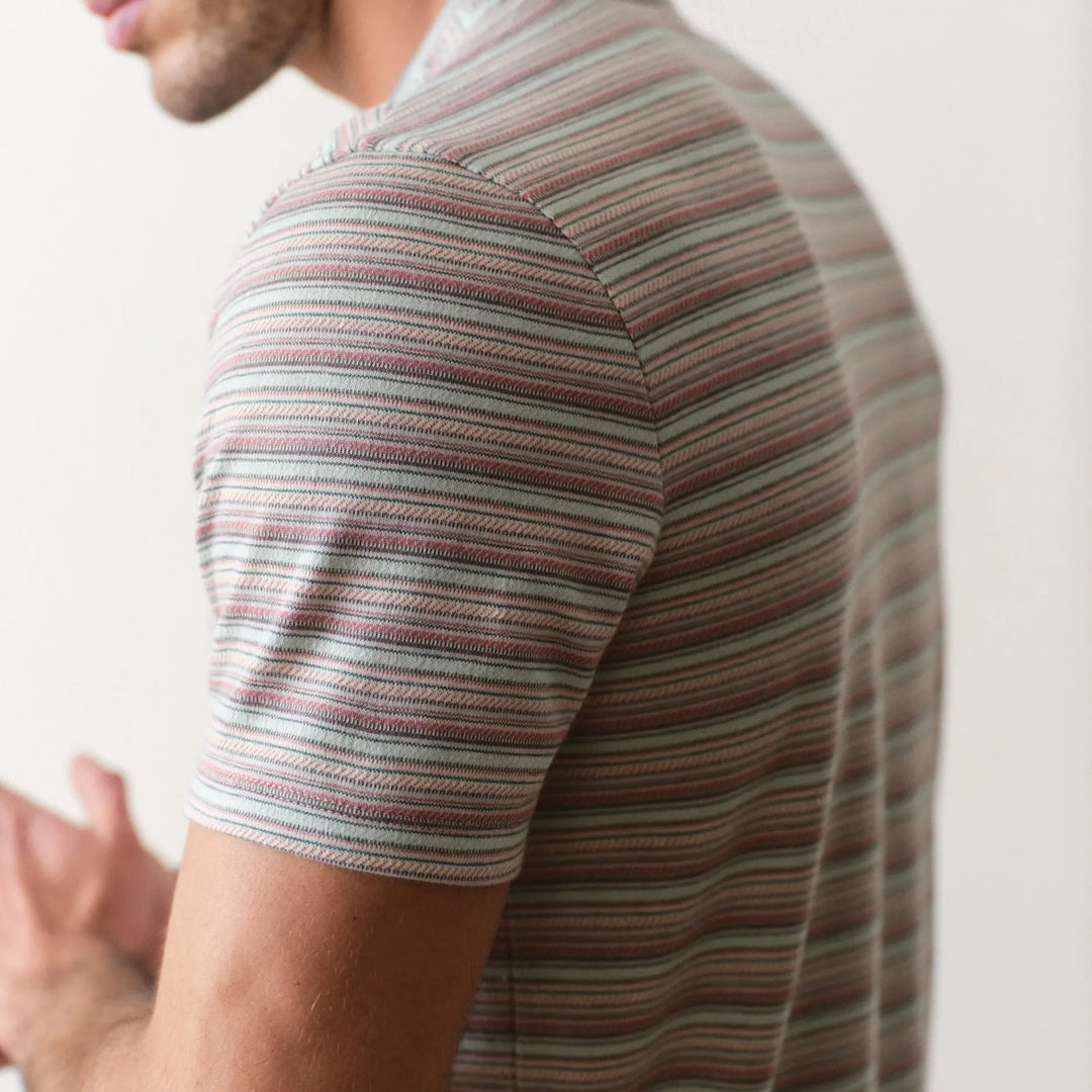 Signature Jacquard Crew Tee | Pink/Aqua Multi
