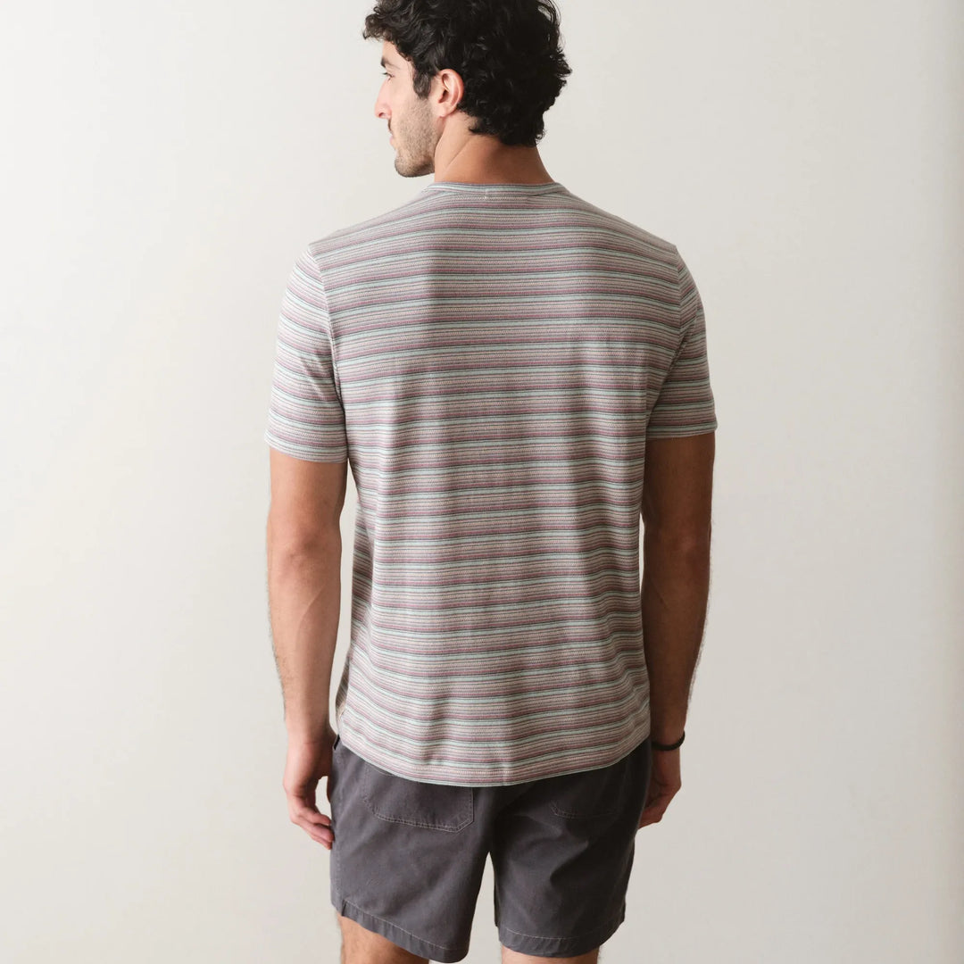 Signature Jacquard Crew Tee | Pink/Aqua Multi